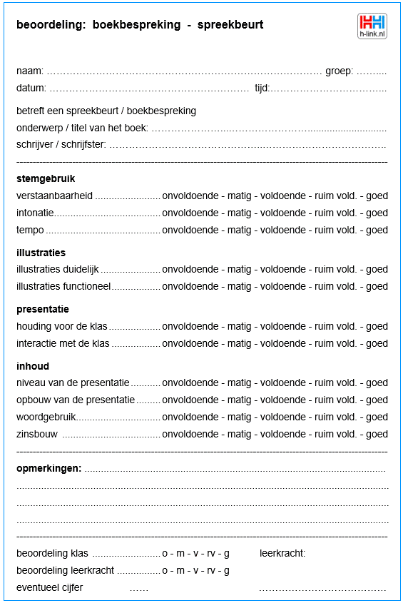 beoordeling boekbespr spreekb