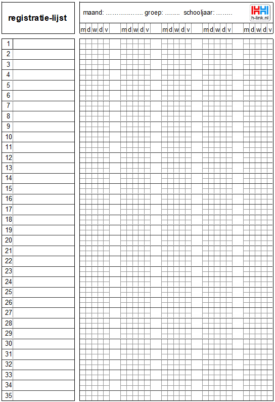 registratie lijst